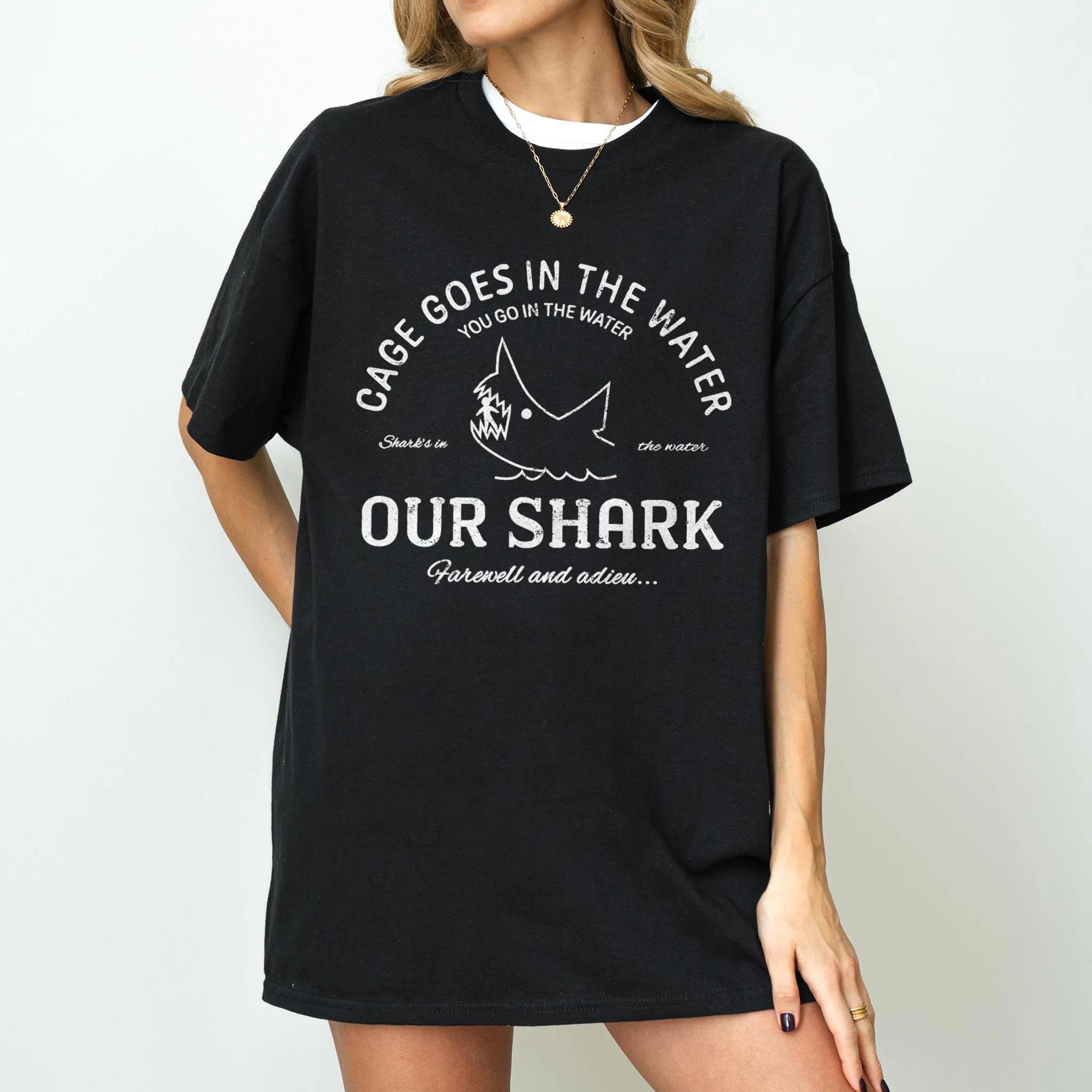 

2026 Summer Womens Vintage Jaws TShirt Unisex Cotton and Breathable Short Sleeve Oversized Loose Casual S