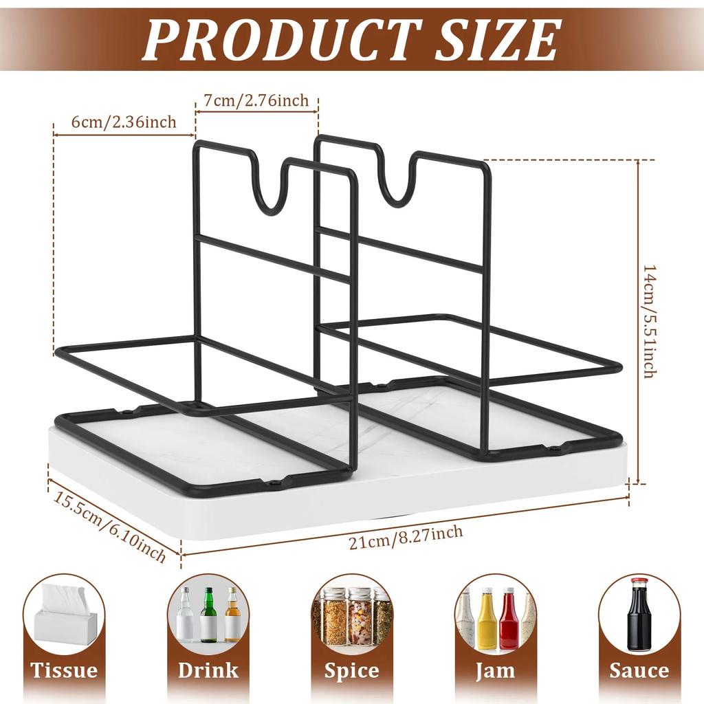 Napkin Holder for Table, Rotatable Metal Napkin Holder Caddy Modern Napkin Dispenser for Table Kitchen Countertop|Coffee Bar