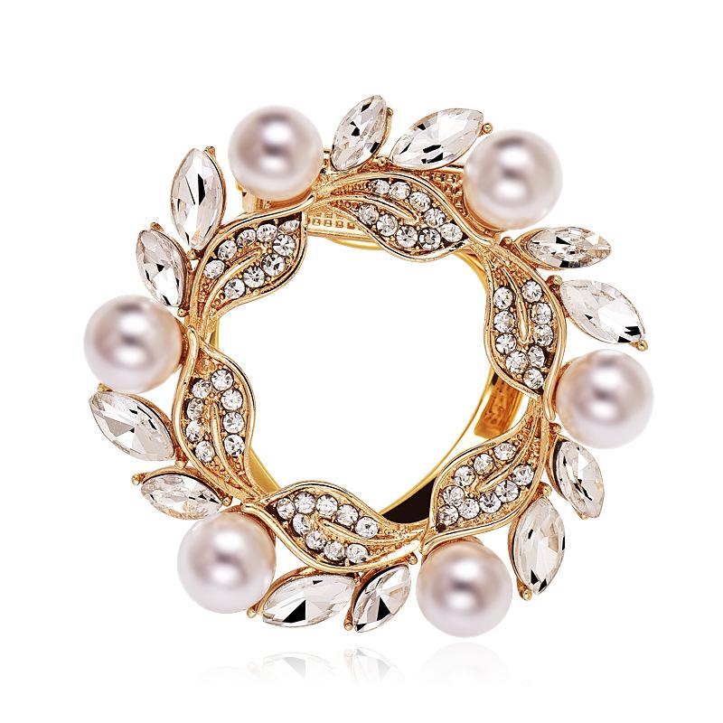 Creative Pearl Brooch Pin Dual-Purpose Silk Scarf Buckle Korean Style Simple T-Shirt Corner Knotted Buckle Corsage Pin Accessory