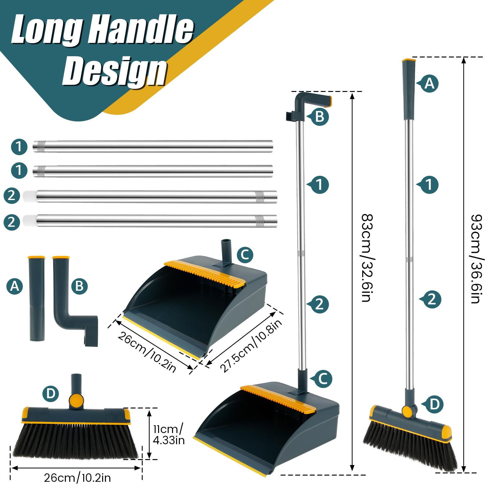 

Утолщенная метла, совок, набор щеток для пола, волшебный бытовой сборщик мусора, метла с длинной ручкой, набор комбо с совком, который стоит темно-синий