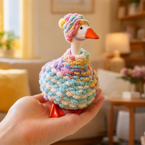 Plush Desk Goose Outfits, Handmade Crochet Goose Clothes and Hat, Porch Goose Statue Clothing, Goose Sculpture Costume for Desktop Decor