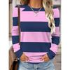 Autumn Women's Flower Stripe 3D Printed Crew Neck T-Shirt