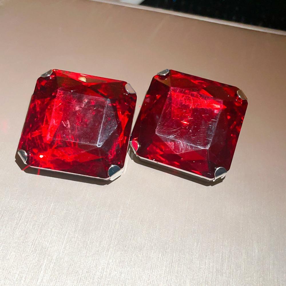 Large Size Square Rhinestone Earrings Square Shape Crystal Earrings New Large Crystal Ear Stud