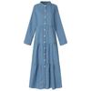 European and American Stand-up Collar Denim Button Long Dress