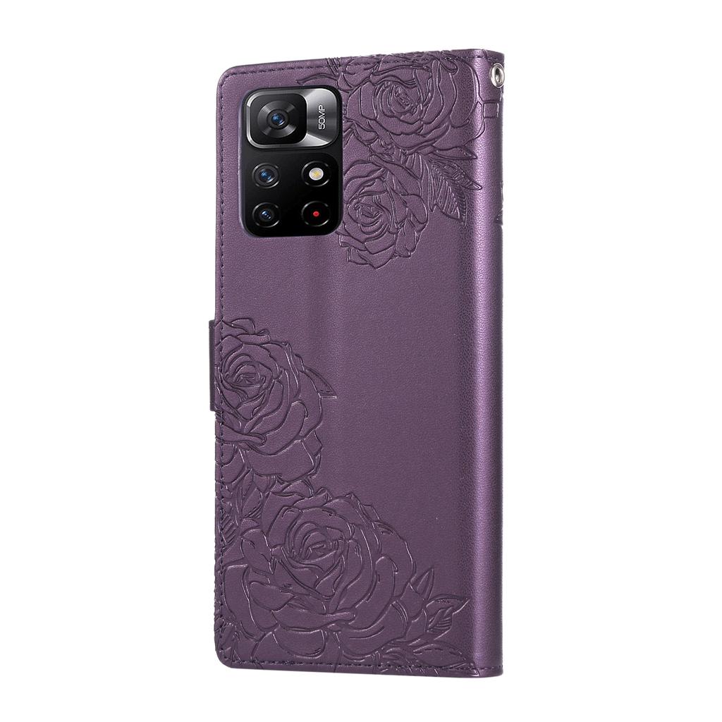 For Xiaomi Redmi Note 12S 4G/Note 11S 4G Case Rose Flower PU Leather Wallet Phone Cover with 3 Card Slots