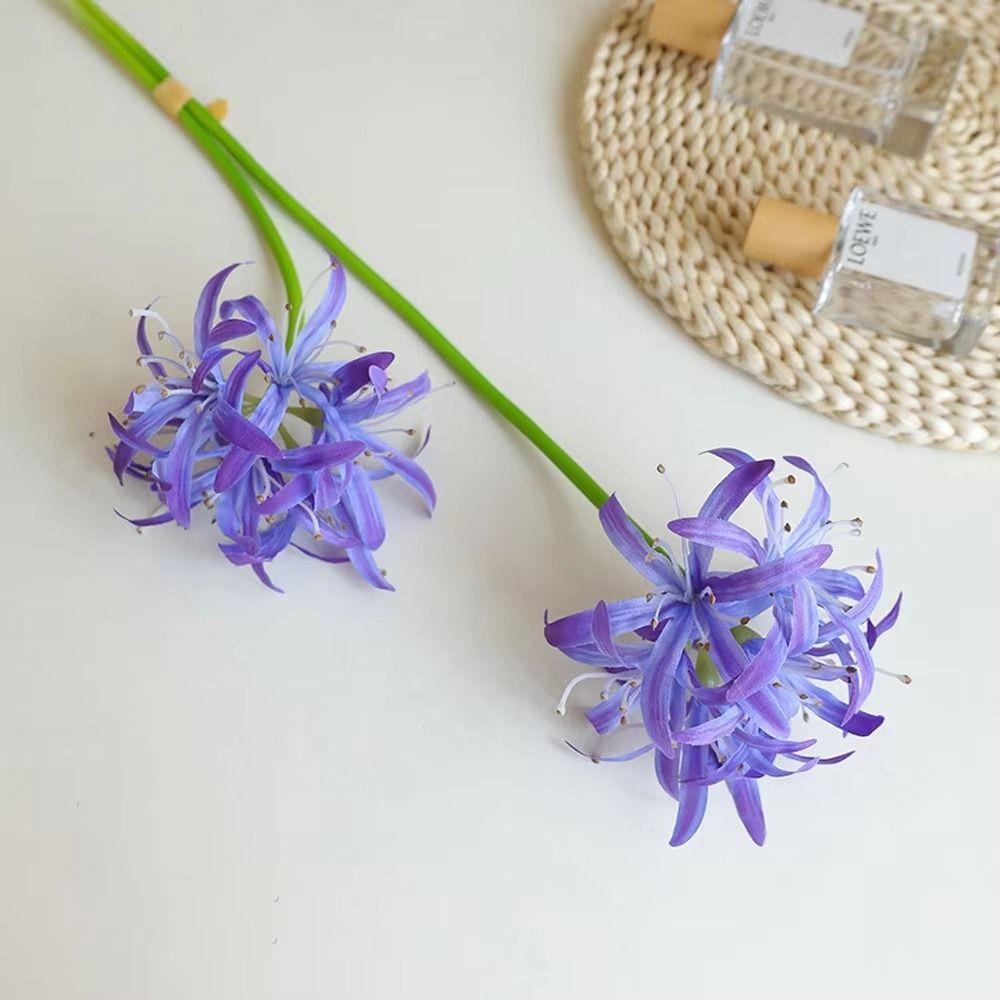 2 Heads Artificial Higanbana Flower Realistic Real Touch Simulation Lycoris Flower Plastic Silk Handmade Artificial Silk Flower