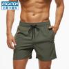 Men's 4 Inch Running Shorts Stretch Casual Beach Shorts Zip Pockets Solid