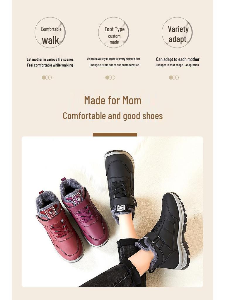 Damen 2025 Herbst/Winter Baumwoll-Wanderstiefel mit Fleecefutter - Verdickte Schneestiefel