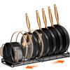 Pots and Pans Organizer Rack for under Cabinet Expandable 11.81''-22.85'' Pot Lid Kitchen Cabinet Organizer Holder with 10 Adju