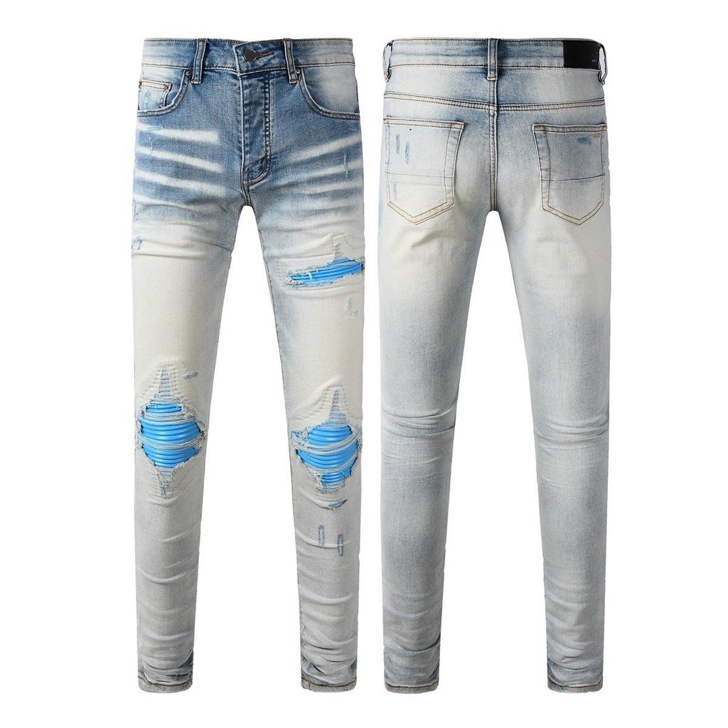 GLYDE Luxury Streetwear Jeans Americans Style Holes Long Trousers Quality Male Stretch Slim Pants Skinny Trousers