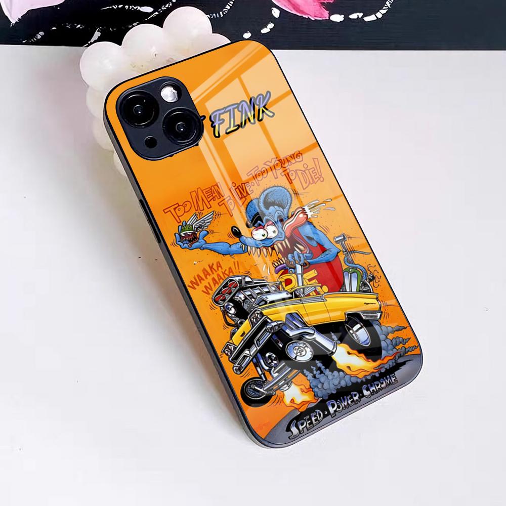 Funny Rat Fink Phone Case For IPhone 17 Pro Max 16 15 14 Pro Max 13 11 X Xs Xr 8 7Plus Glass Cover