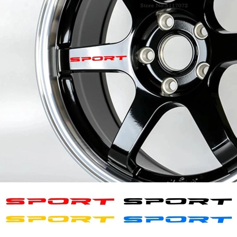 4Pcs SPORT Car Stickers Wheels Rims Racing Stripes Car Fashion Decorative Stickers Emblem Car Styling Car SUV Truck Accessories