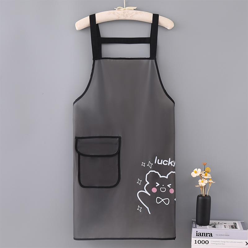 Șorț de bucătărie impermeabil din TPU - Fără mâneci, Rezistent la ulei, Ușor, Potrivit pentru gătit și curățenie, Ursuleț drăguț, Stil simplu