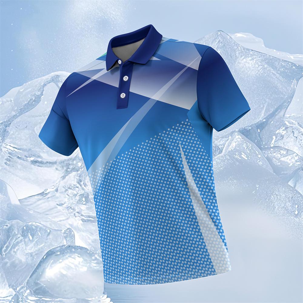 

Geometric Gradient Stripes Men s Polo Shirts Outdoor Casual Sports Golf Polo T-Shirts Button Short Sleeve Street Men Clothing S