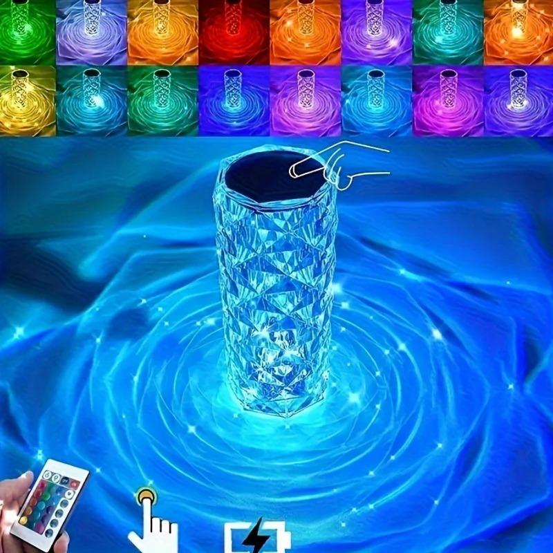 Crystal Lamp 16-Color Changing RGB Night Light  Lamp USB Romantic LED Rose Table Lamps  Bedroom Party Dinner Decor Light