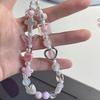 Charm Pink Butterfly Love Heart Mobile Phone Chain For Iphone Girl Women Jewelry Strap Beaded Lanyard Hanging Cord Bracelet