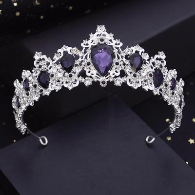 Corona nuziale della regina reale Colori argento Diademi Copricapo da sposa Festa di compleanno Matrimonio Gioielli per capelli Accessori per la testa