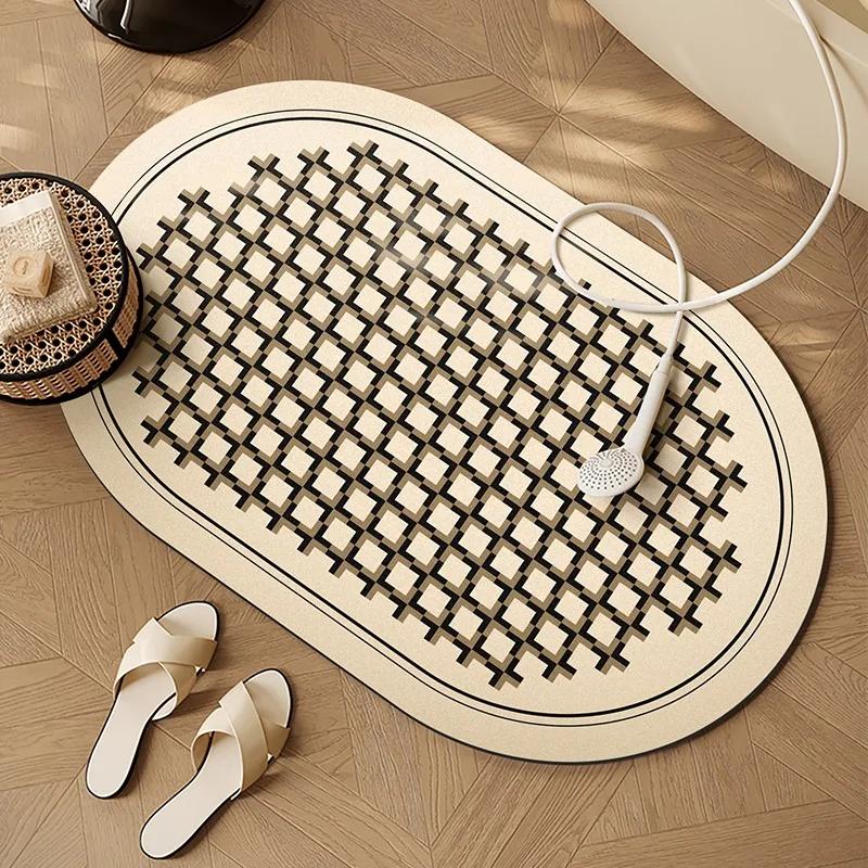 

Bathroom Carpet Absorbent Floor Mat Diatom Mud Bath Shower Area Non-slip Foot Mats Beige Home Decoration Rug for Toilet 1pc 50x80cm