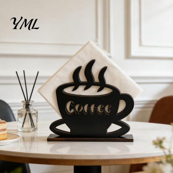 Elegant Table Napkin Organizer Rustic Wooden Holder, Free Standing Paper Dispenser, Modern Small Stand for Dining Coffee Bar Home Farmhouse Decor Pine