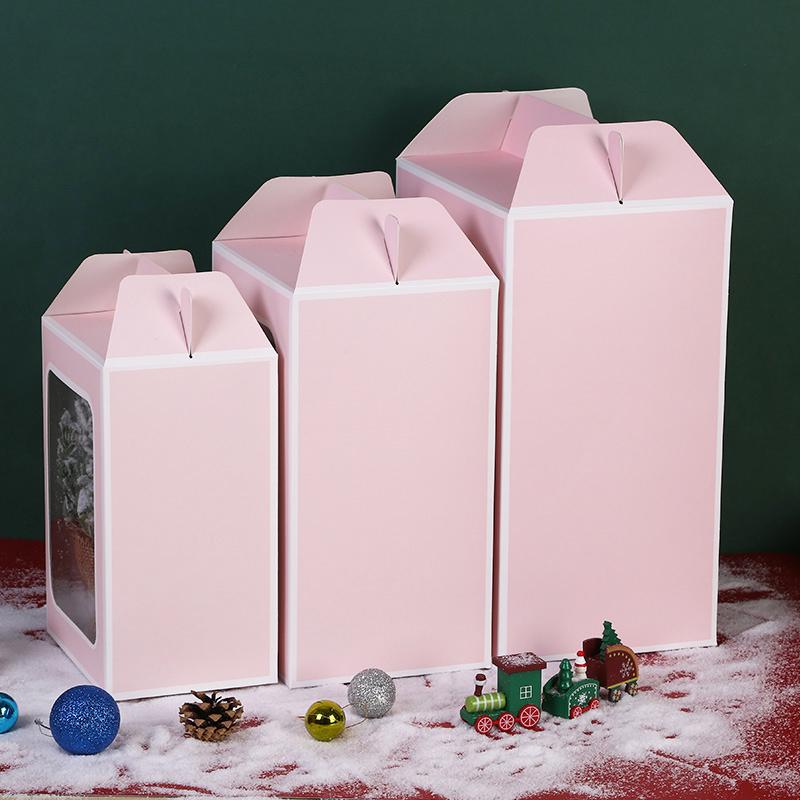 Tote Bags Gift Boxes Holiday Transparent Window Display Stylish Packaging Gift Kraft Paper Bags