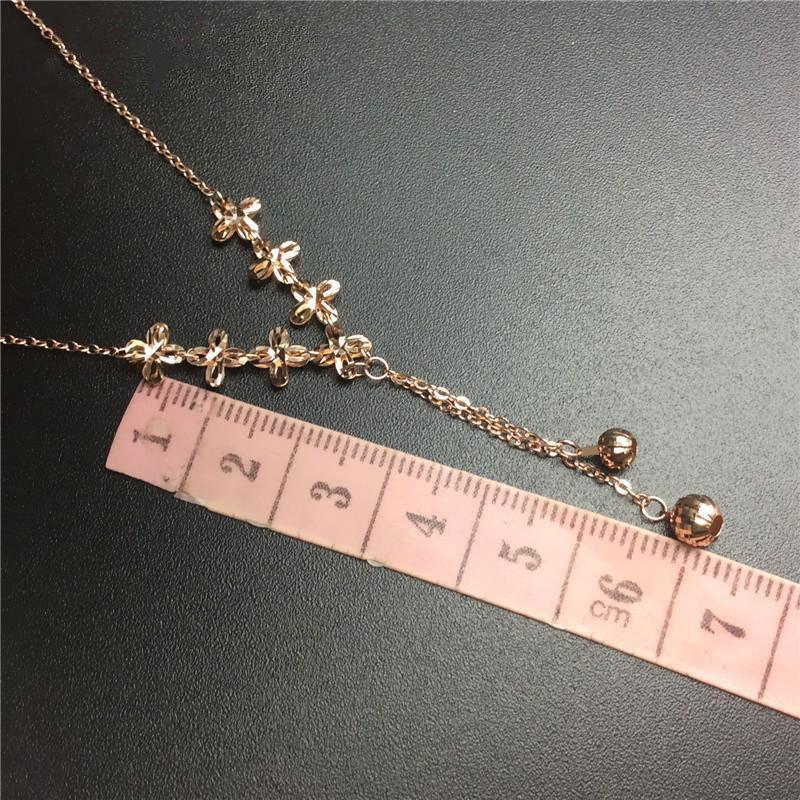 Purple Gold Color Gold Flower Falling Ball Necklace Fashion Trend Beautiful Rose Gold Plated Women