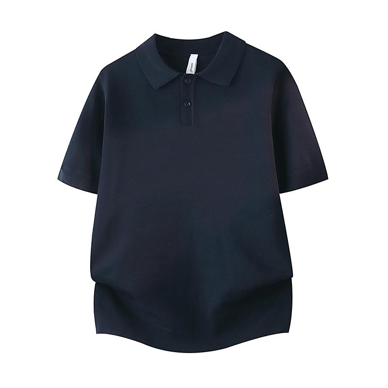 

Ice Silk Sweater Short-sleeved POLO Shirt Commuter Short-sleeved Shirt Men s Casual Street Polo Shirt T-shirt M темно-синього кольору