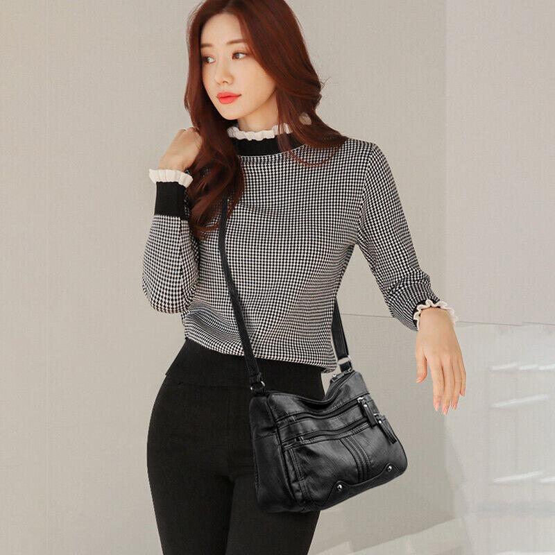 1Pc Women's Shoulder Bag Ladies Multi Pocket PU Messenger Handbag Cross Body Bags