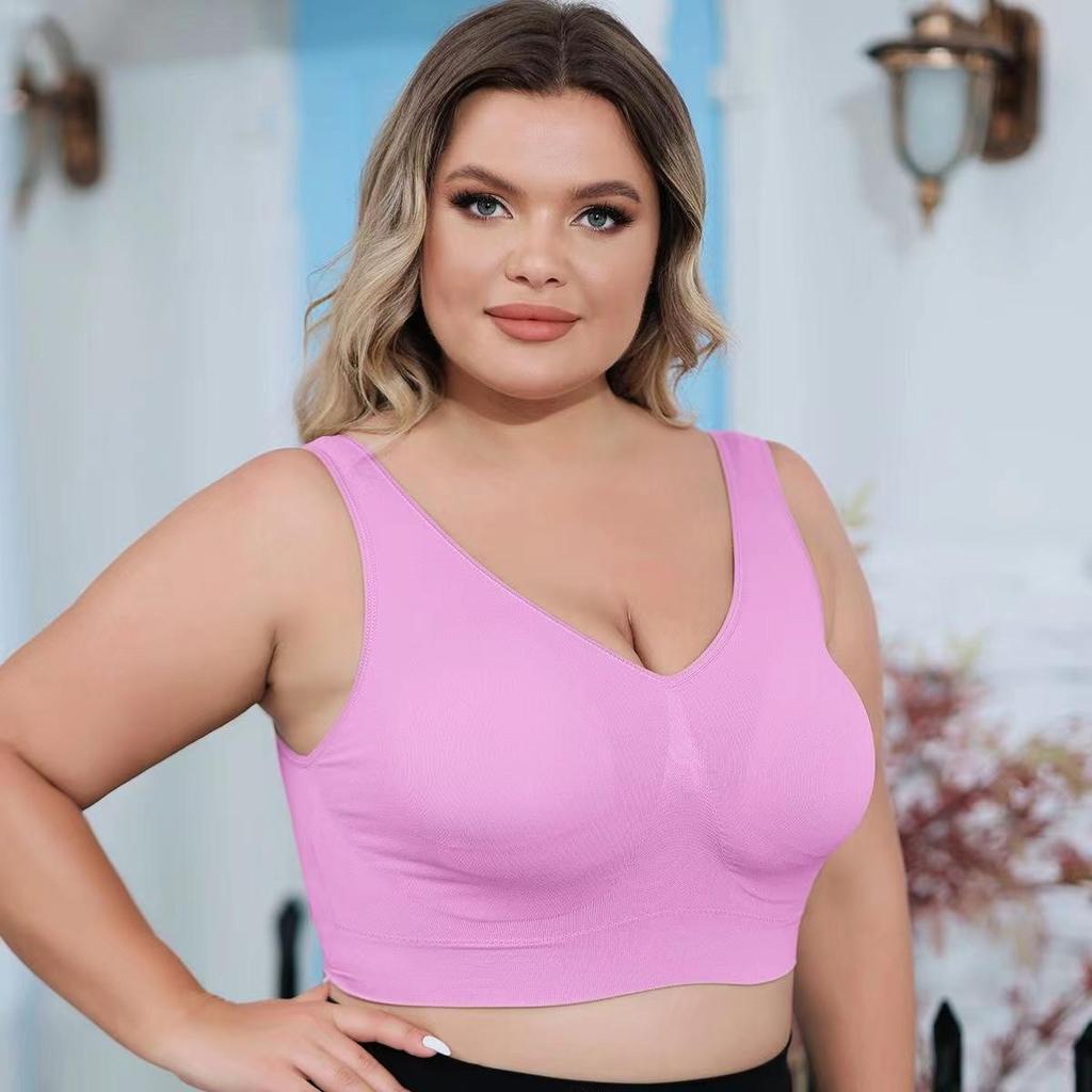 Women's Plus Size Bras with No Wire Shaping and Lifting to Prevent Spillage and Sagging - Detachable Pads PINK 1XL-4XL