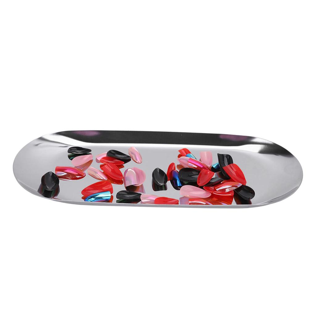 Oval Jewelry Tray Mirror Reflection Vacuum Plating Oval Decorative Tray Glossy Oval Nail Storage Tray for Jewelry