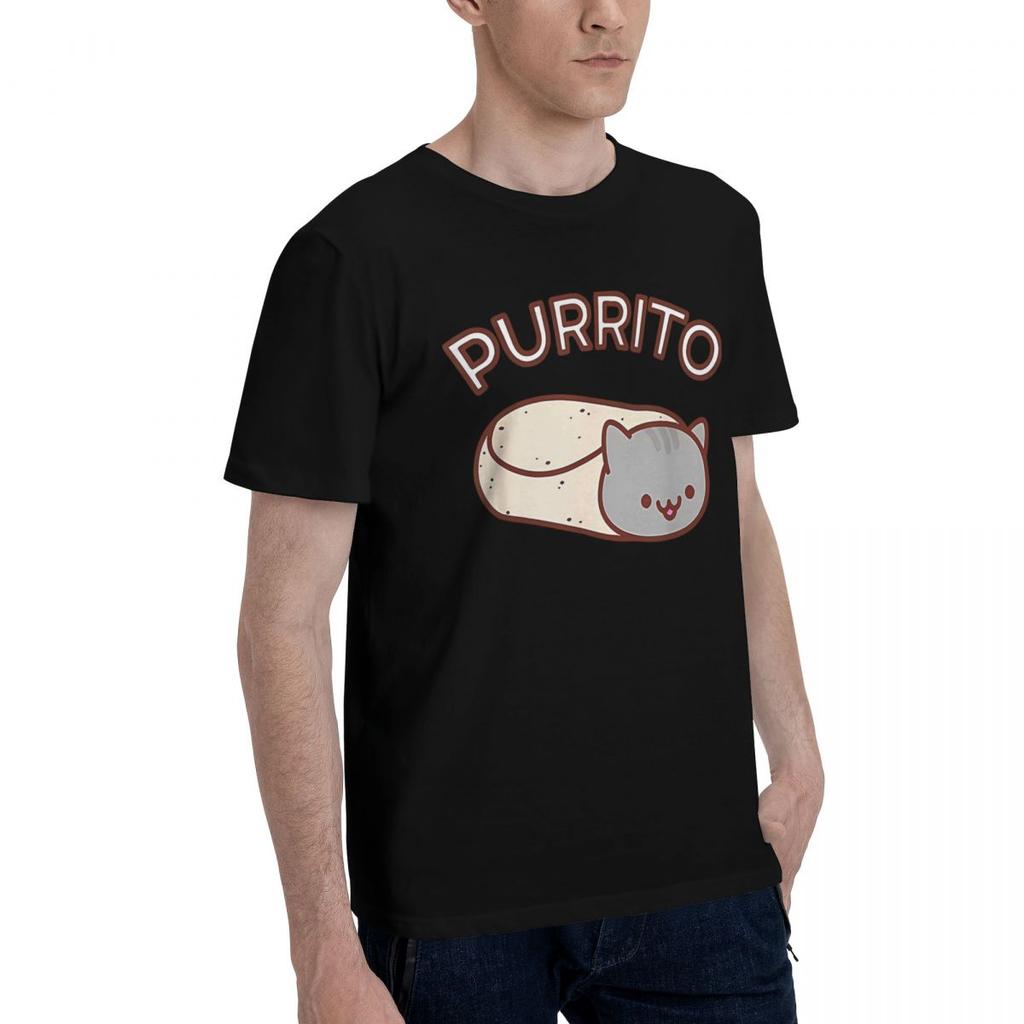 Kawaii Purrito Cat Funny Cool Premium 100 Cotton Casual Breathable Confortable Summer High End Mens Clothing Clothes Men