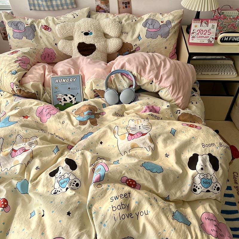 New Soft Skin-friendly Bedding Set Comfortable Breathable Duvet Cover Set with Sheet Single Double Quilt Cover and Pillowcases