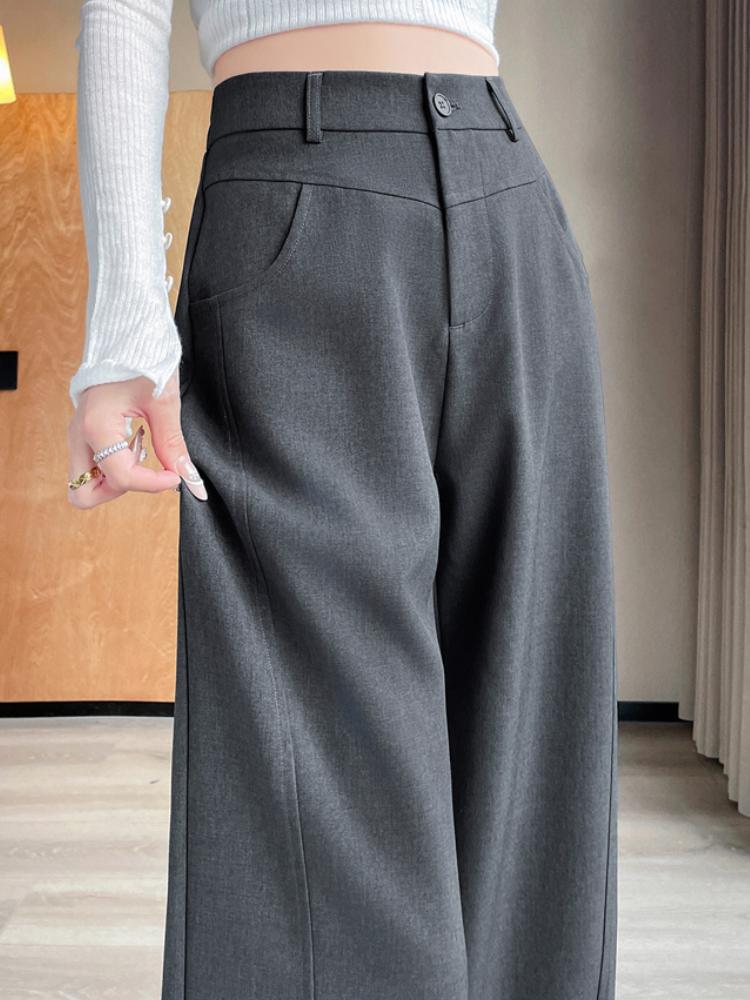 2025 Spring Summer Elegant Suit Wide-leg Pants Women's New Straight Mop Casual Trousers Narrow High Waist Drap Suit Pants