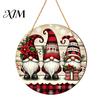 Indoor Holiday Party Decor Christmas Wooden Hanging Sign, Gnome Snowman Angel Candle 2D Wood Plaque, Winter Home Ornaments Vintage Xmas Wall
