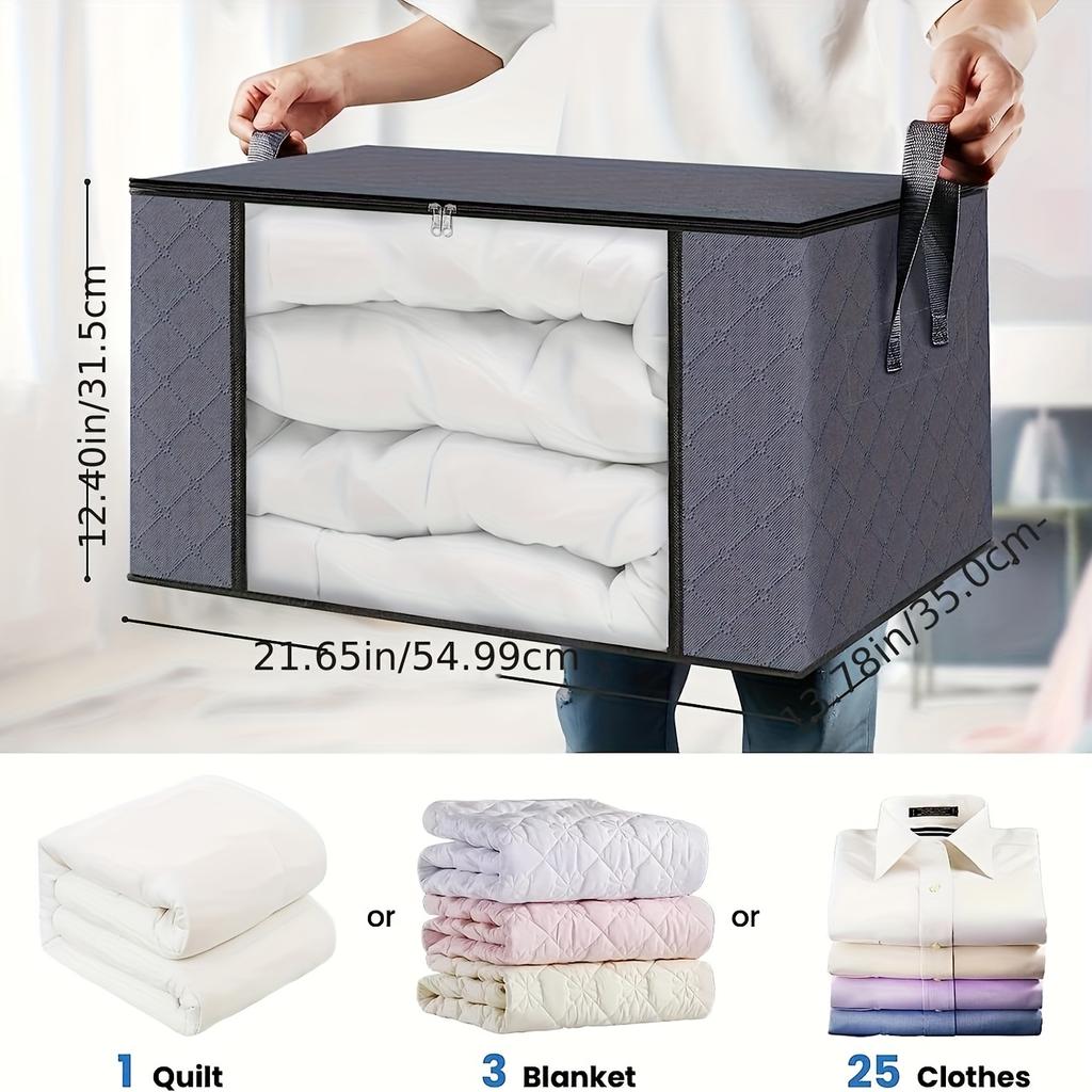 High Quality3pcs Large Capacity Foldable Fabric Storage Boxes with Flip-Top Lid & Handles, Durable Non-Woven Collapsible Organizer Bins for Closet,