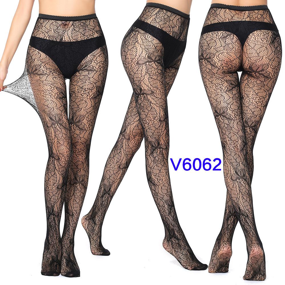 Warp Knitted Seamless Trend Jacquard Fishing Net Socks, Little Love Tiger Pattern Grid Black Stockings