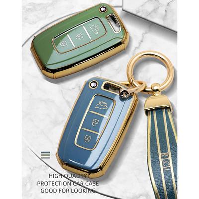 Luxurious Golden Edge Remote Car Key Case Cover For KIA Sportage Forte K2 K5 For Hyundai Solaris HB20 Veloster SR IX35