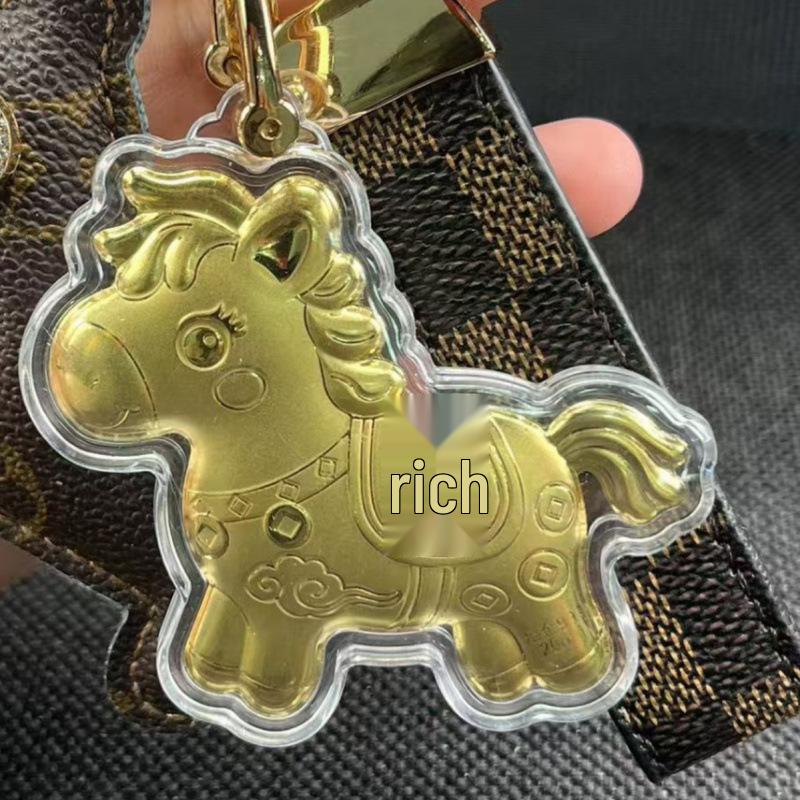 Year of the Horse 999 Pure Gold Keychain & Phone Lanyard Pendant for Girlfriend Gift