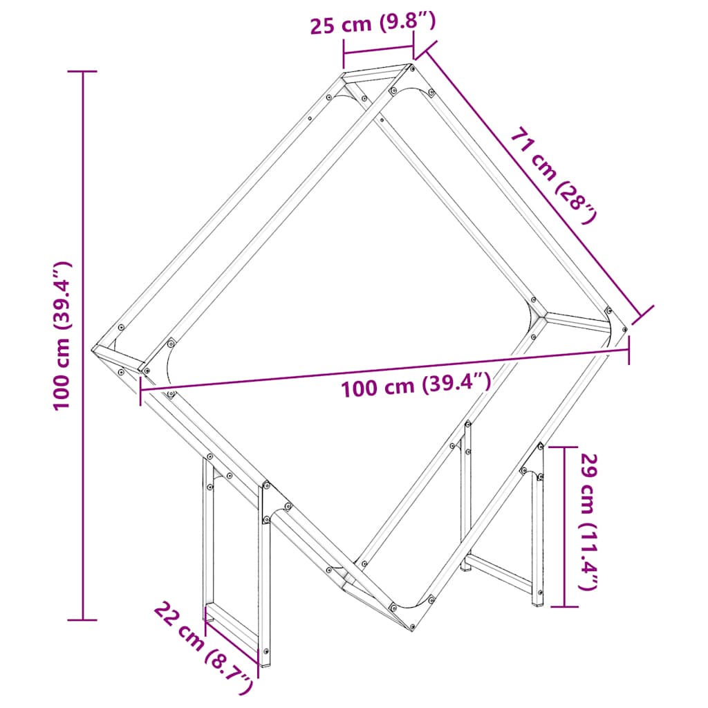 Firewood Rack Olive Green 100 X 25 X 100 Cm Cold Rolled Steel