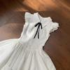 Mädchen Französisches Einfarbiges Schleifen-Tutu-Kleid Locker Elegantes Prinzessinnenkleid für Große Kinder