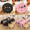 Halloween Round/Traingle Black Pink Tablecloth Pumpkin Spooky Boo Printed Decorative Dining Table Cover for Home Party Decor