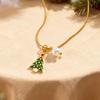 Dainty Christmas Tree Necklace for Women,Stainless Steel Snake Chain Imitation Pearl Necklaces,Fashion Christmas Jewelry Gift