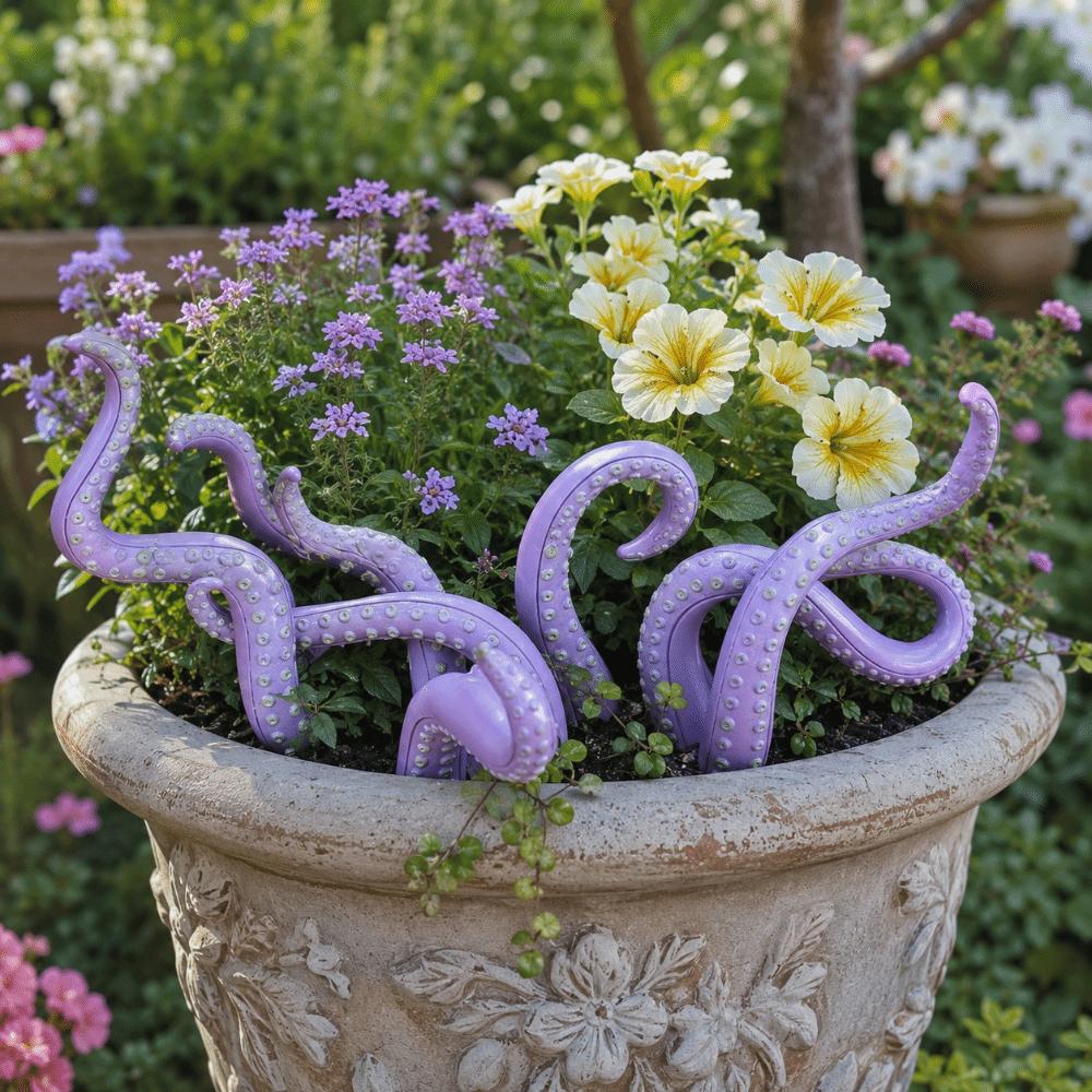 Resin Tentacle Plant Post Funny Garden Decor Flowerpot Decoration for 7Pcs Garden