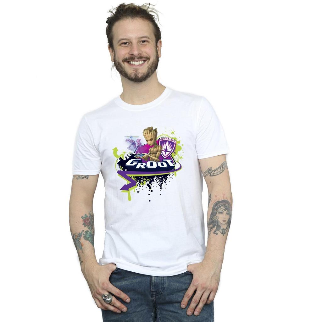 Marvel Mens Guardians Of The Galaxy Groot Gaming Holo T-Shirt