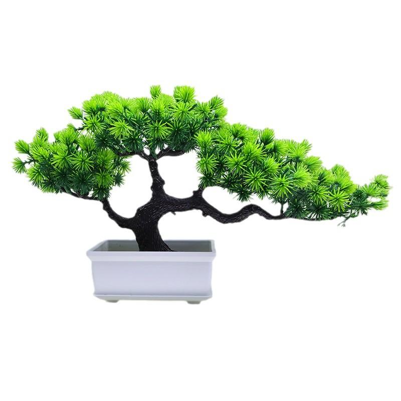 Artificial Pine Bonsai Desktop Decoration - Small Potted Green Plant Ornament for Living Room