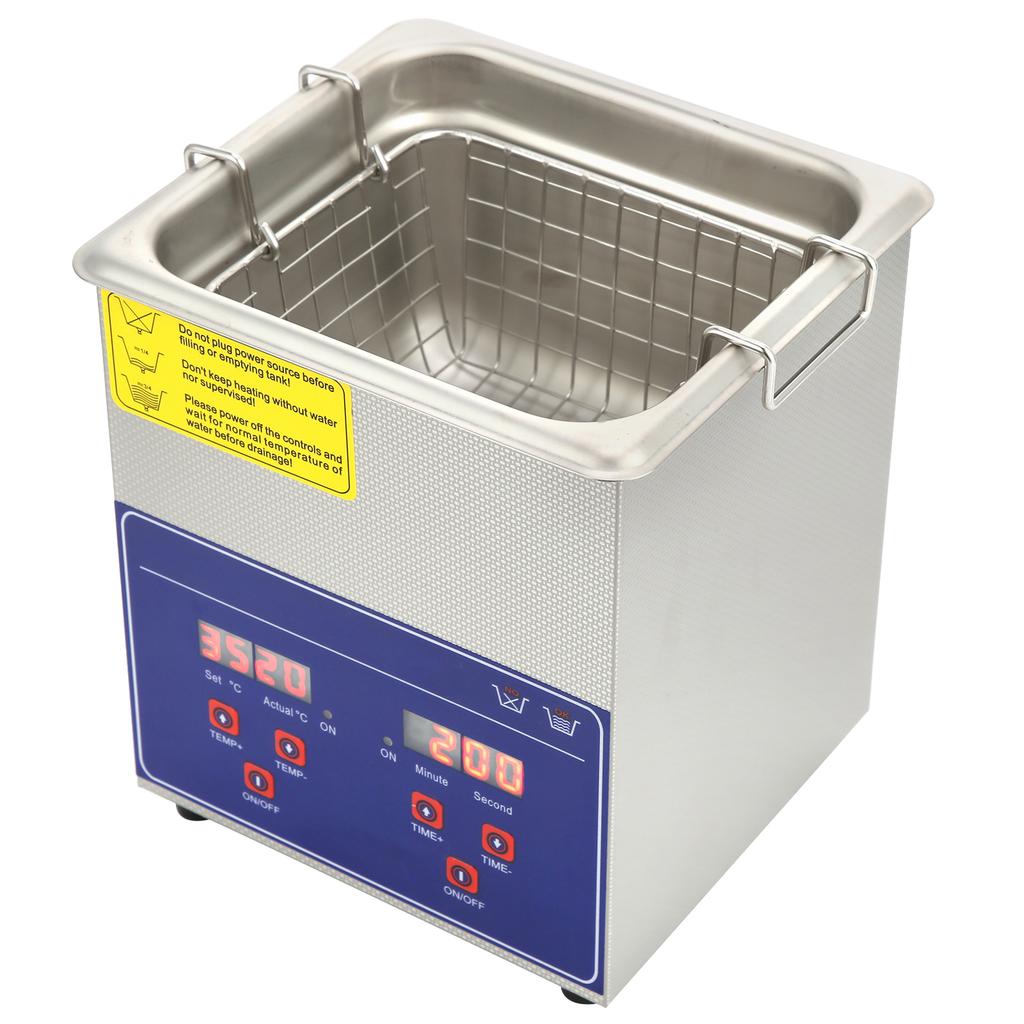 Industrial Ultrasonic Cleaner Digital Stainless Steel Heater Timer Cleaning Equipment 2L PS‑10A