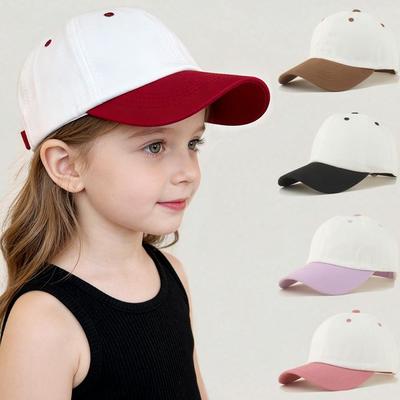 Boné de Beisebol Color Block de Algodão para Crianças 2026, Chapéu Estilo Pato Retro com Proteção Solar para Meninos e Meninas, Idades 3-8