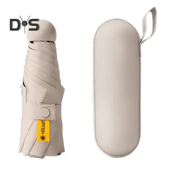 Parapluie de voyage UPF 50+ avec 8 baleines renforcées pour les UV, le soleil et la pluie, mini parapluie de poche pliable avec étui pour sac à dos