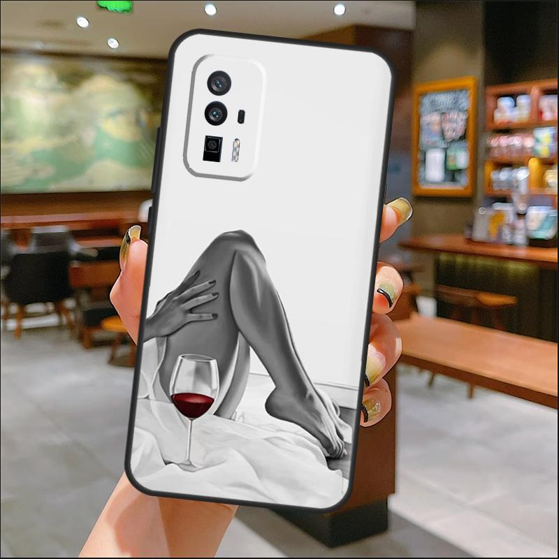 Red Wine Glass Art Case For Xiaomi 15 14 Ultra 13 11T 12T 13T 14T Pro POCO X7 Pro X3 X5 X6 M6 F5 F6 Pro Cover