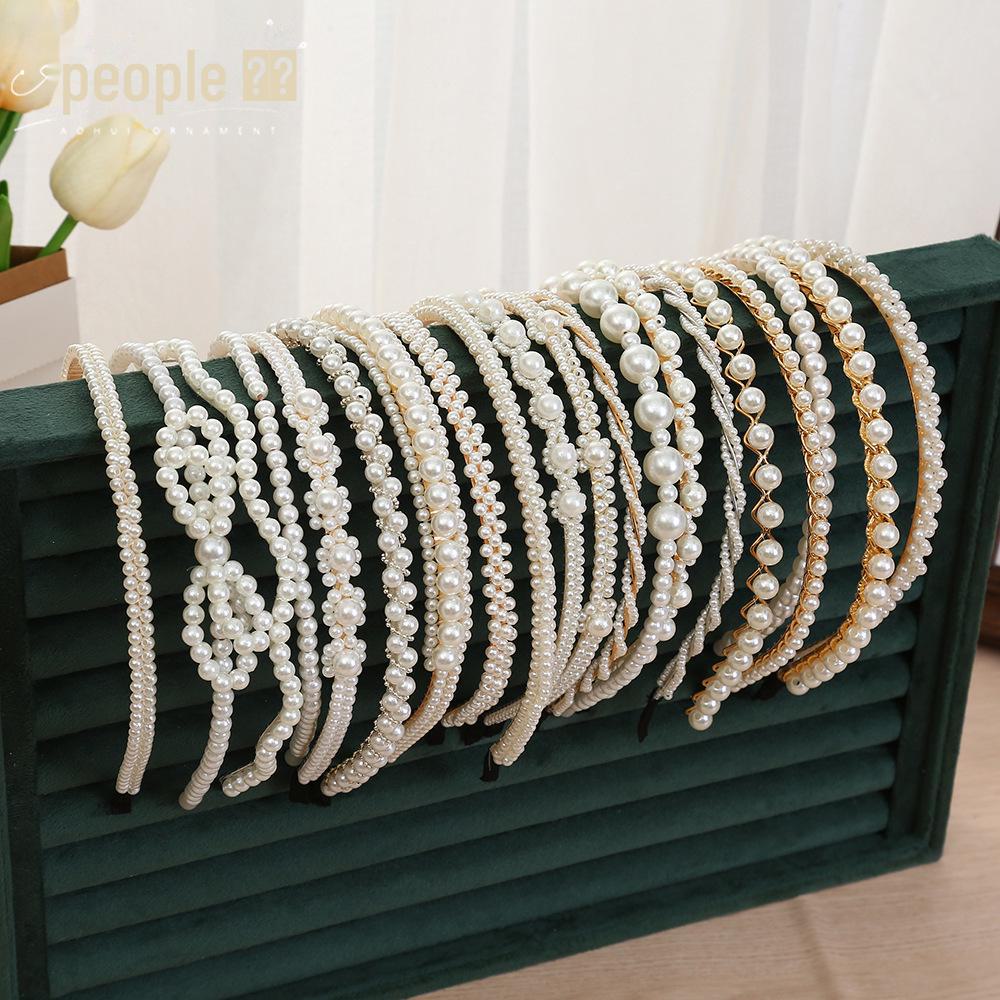 "Korean Style Pearl Bridal Headband - Handmade Fashion Accessory"