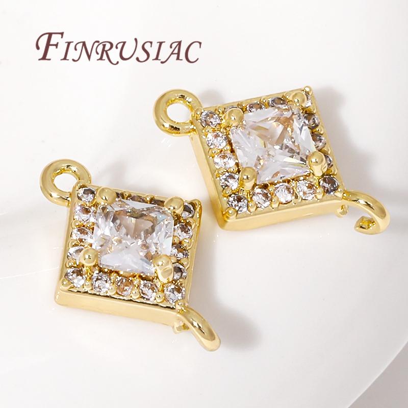 Trendy 18K Gold Plated Zircon Crystal Pendant Charms Connector For Jewelry Making DIY Earrings/Necklace/Bracelets Accessories